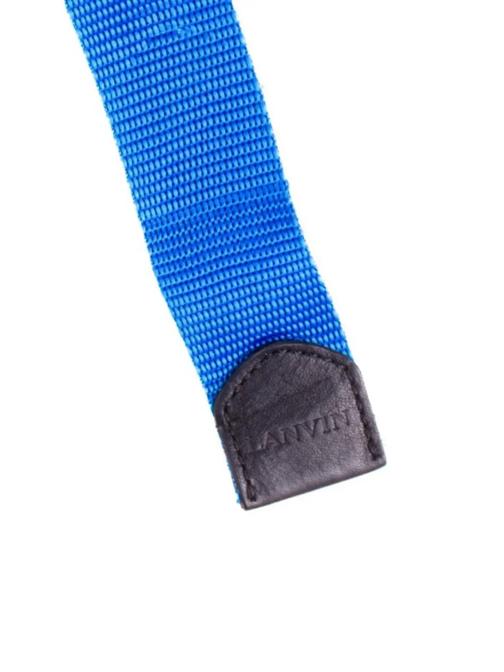 LANVIN Black Blue 2-Tone Nylon Leather Belt